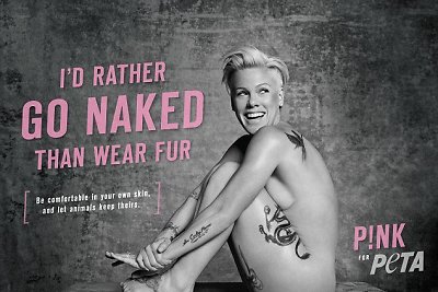 Pink PETA reklamoje