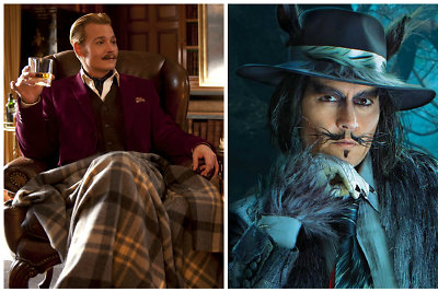 Johnny Deppas filmuose „Ūsuotasis ponas Mortdecai“, „Gilyn į mišką“ ir „Juodosios mišios“