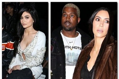 Kylie Jenner (kairėje) ir Kanye Westas su žmona Kim Kardashian