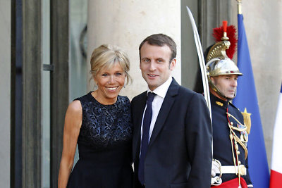 Prancūzijos prezidentas Emmanuelis Macronas su žmona Brigitte Trogneux