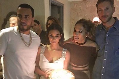 French Montana, Kim Kardashian, Jennifer Lopez ir Calvinas Harrisas