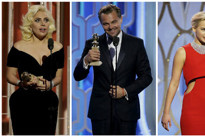 Lady Gaga, Leonardo DiCaprio, Jennifer Lawrence ir Sylvesteris Stallone