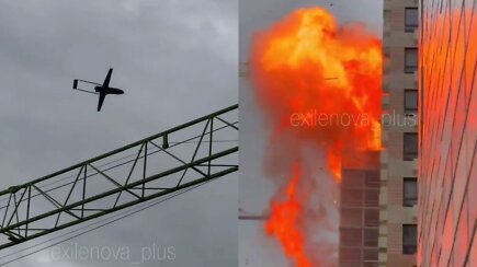 Pamatykite, kaip dronai atakavo naftos perdirbimo gamyklą ir kitus objektus Maskvoje