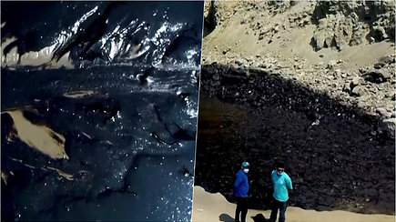Tongos išsiveržimo padariniai – išsipylus naftai auksiniai Peru paplūdimiai nusidažė juodai