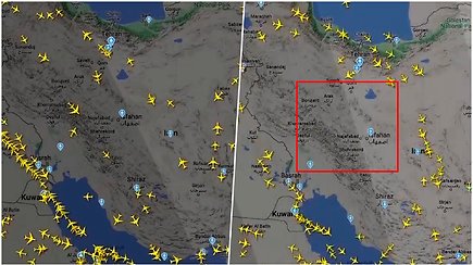 „Flightradar24“: po Izraelio atakos virš Irano oro erdvės skridę lėktuvai staigiai pasuko