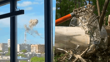 Paskelbta, kaip atrodo Charkivo TV bokštas po smūgio