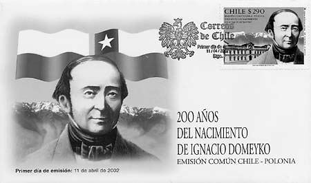 Wikimedia Commons iliustr./Čilės pašto ženklas, skirtas Igno Domeikos 200 metų jubiliejui