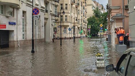 Užlietos Maskvos gatvės
