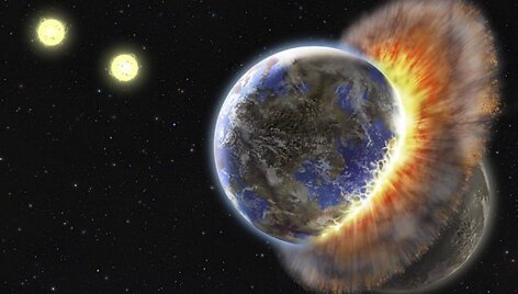 Aplink žvaigždę skriejantys dulkių debesys byloja apie planetų susidūrimą.