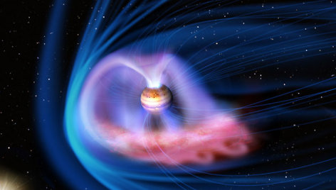 Jupiterio šiaurės pašvaistė menininko akimis