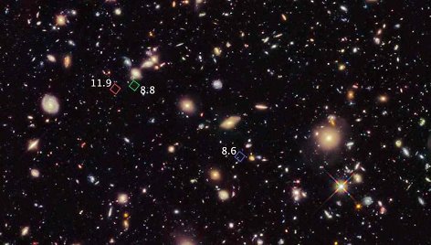 Naujuose vaizduose, užfiksuotuose naudojant kosminį teleskopą „Hubble“, matomos iki šiol neužfiksuotos galaktikos, susiformavusios 350–600 mln. metų po Didžiojo sprogimo. 