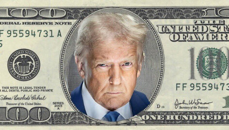 100 JAV dolerių banknotas su D.Trumpo atvaizdu
