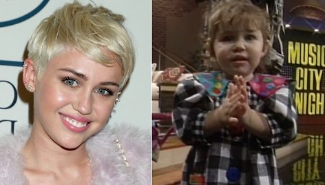 Miley Cyrus dabar ir būdama dvejų metukų