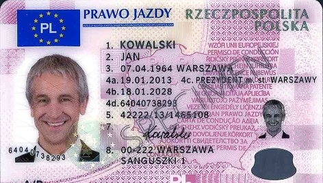 Asociatyvi iliustracija: Lenkijos vairuotojo pažymėjimo pavyzdys