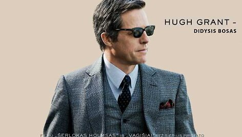 Hugh Grantas filmo &bdquo;&Scaron;nipas i&scaron; U.N.C.L.E.&ldquo; plakate