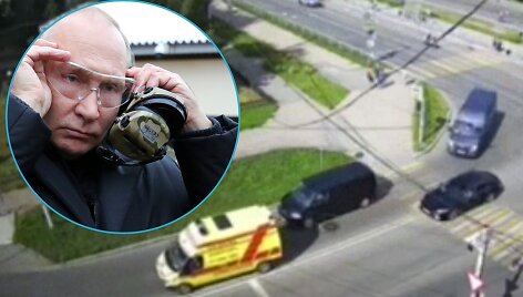 Vladimiras Putinas ir jo korteže važiuojantis greitosios automobilis
