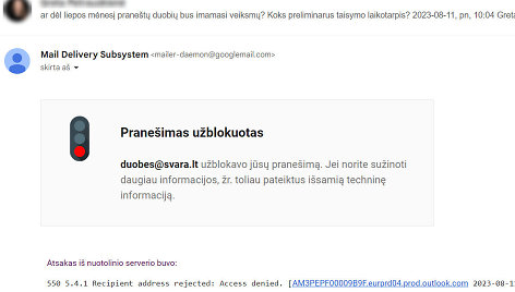 Išsiuntusi laišką „Kauno švarai“ kaunietė sulaukė pranešimo, kad yra blokuojama