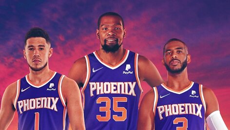 Naujas didysis &bdquo;Suns&ldquo; trejetas: Devinas Bookeris, Kevinas Durantas, Chrisas Paulas