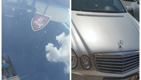 Baltarusio automobilis, papuo&scaron;tas Lietuvos simbolika