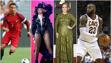 Cristiano Ronaldo, Beyonce, Adele ir  LeBronas Jamesas