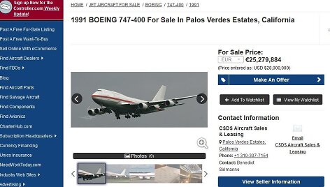 Unikalus pasiūlymas: parduodamas VIP klasės &bdquo;Boeing 747-400&ldquo;