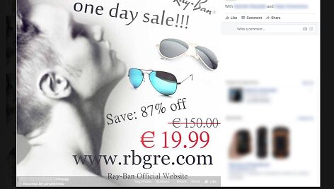 Virusas vilioja įsigyti &bdquo;Ray-Ban&ldquo; akinius su 90 proc. nuolaida