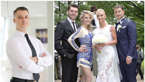 Vilius Ignatavičius ir Tadas bei Liucina Rimgailos per jo ir Audronės Bastytės vestuves 2014 metais