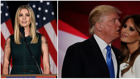 Donaldas Trumpas su žmona ir dukra (kairėje)