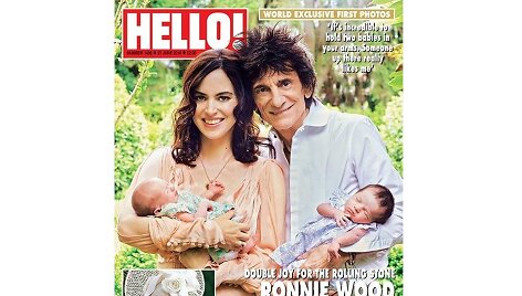 Ronnie Woodas su žmona Sally ir dukterimis Gracie Jane bei Alice Rose