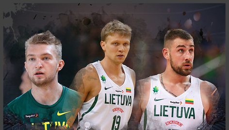 Domantas Sabonis, Mindaugas Kuzminskas ir Jonas Valančiūnas