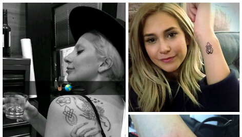 Lady Gaga i&scaron; solidarumo su seksualinės prievartos aukomis pasidarė vienodas tatuiruotes