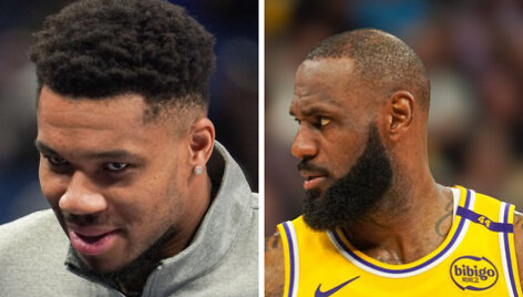 Giannis Antetokounpo ir LeBronas Jamesas