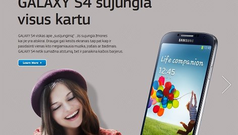 „Samsung“ svetainėje naujasis „Galaxy S4“ pristatomas tekstais, kuriuose apstu klaidų. 