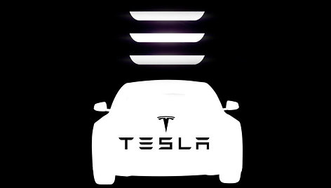 „Tesla Model 3“ logotipas (apkaltintas plagiatu)