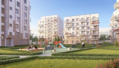 Daugiabučių gyvenvietės &bdquo;Namų pynės&ldquo; vizualizacija 