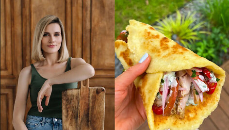 Vi&scaron;tienos &bdquo;gyros&ldquo; su graiki&scaron;ko jogurto duonele ir &bdquo;tzatziki&ldquo;