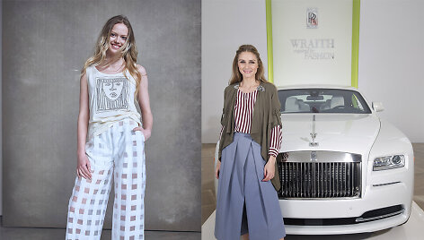I&scaron; kairės: Kristar Design 2015 m. pavasario-vasaros įvaizdis (fotografas Paulius Gasiūnas). De&scaron;inėje: Olivia Palermo automobilių pristatyme