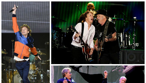 Mickas Jaggeris iš „The Rolling Stones“, Paulas McCartney ir Neilas Youngas bei „The Who“