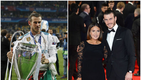 Garethas Bale'as su UEFA čempionų lygos taure ir mylimąja Emma Rhys-Jones
