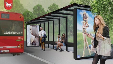Vie&scaron;ojo transporto stotelės stoginės vizualizacija
