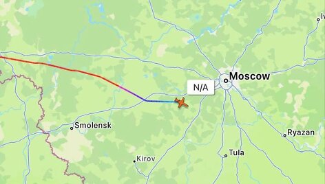 Lėktuvas &bdquo;Gulfstream G650ER&ldquo; pakeliui į Maskvą