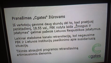 Informacinis prane&scaron;imas apie PBK retransliavimo nutraukimą
