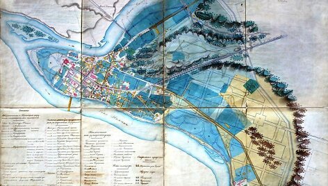 Kauno miesto planas (iki 1847 m.) Tai 1847 metų plano vienas i&scaron; variantų. Planas apėmė senąją miesto dalį, Totorių priemiestį ir beveik tu&scaron;čią plotą tarp Nemuno &scaron;laitų iki Girstupio žiočių. Naujai suplanuotas Kauno centras i&scaron;siskiria geometriniu gatvių tinklu.