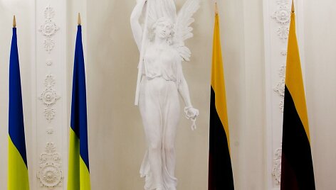 Ukrainos ir Lietuvos vėliavos
