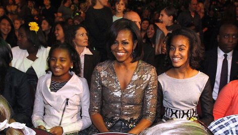  Michelle Obama ir jos dukros Sasha ir Malia