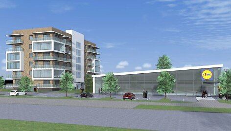 Taip atrodys &bdquo;Lidl&ldquo; projektuojamas daugiabutis ir parduotuvė &Scaron;iaurės prospekte, Klaipėdoje