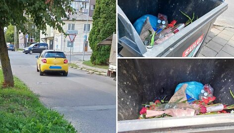 Jauna mokytoja gėles i&scaron;metė į konteinerį