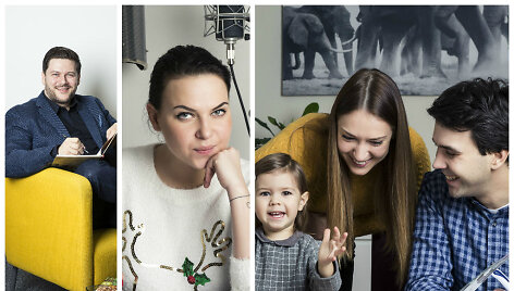 Merūnas Vitulskis, Justė Arlauskaitė-Jazzu, Paulius Skučas su žmona Indre ir dukra Elžbieta