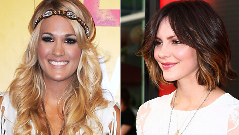 I&scaron; kairės: aktorės Carrie Underwood ir Katharine McPhee.