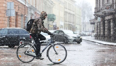 Sekmadienį Vilniuje - balta, balta. Nosis kutena žvarbus vėjas.